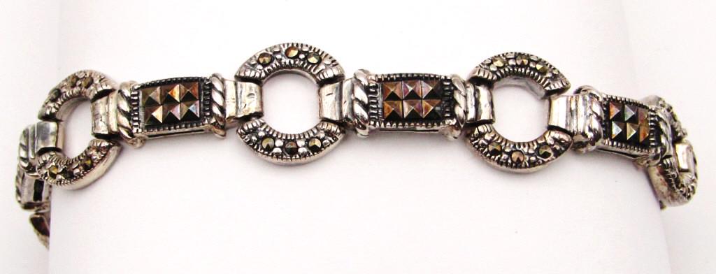 7 INCH STERLING MARCASITE FASHION BRACELET: TOTAL 15 DWT
