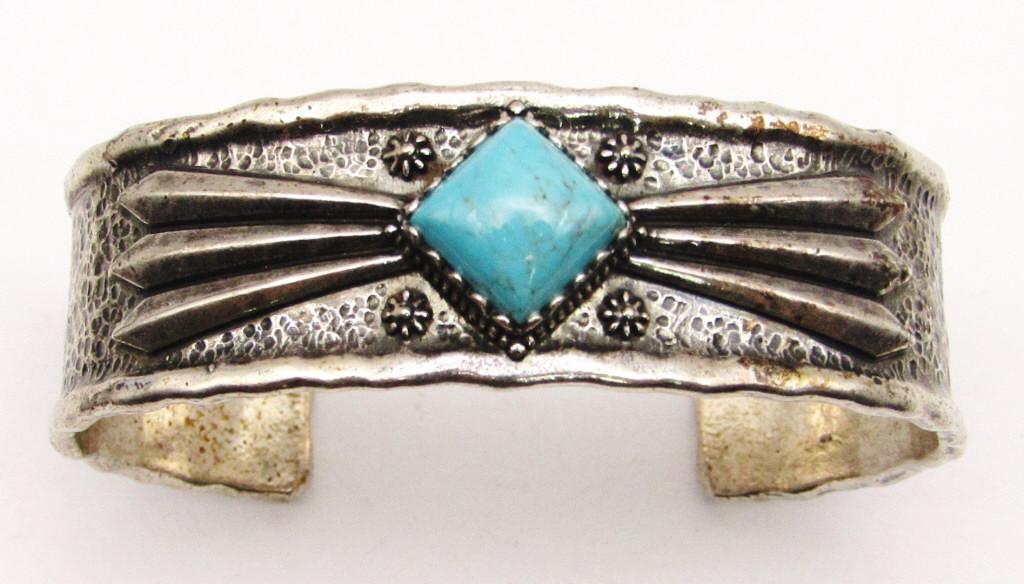 SOUTHWESTERN STERLING CUFF WITH TURQUOISE (1 of 8)