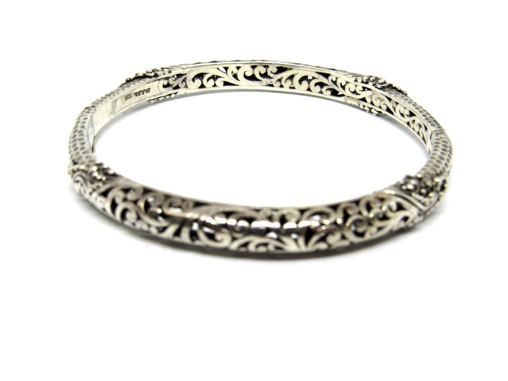 SARDA STERLING BANGLE WITH CUT OUT SCROLL (1 of 3)