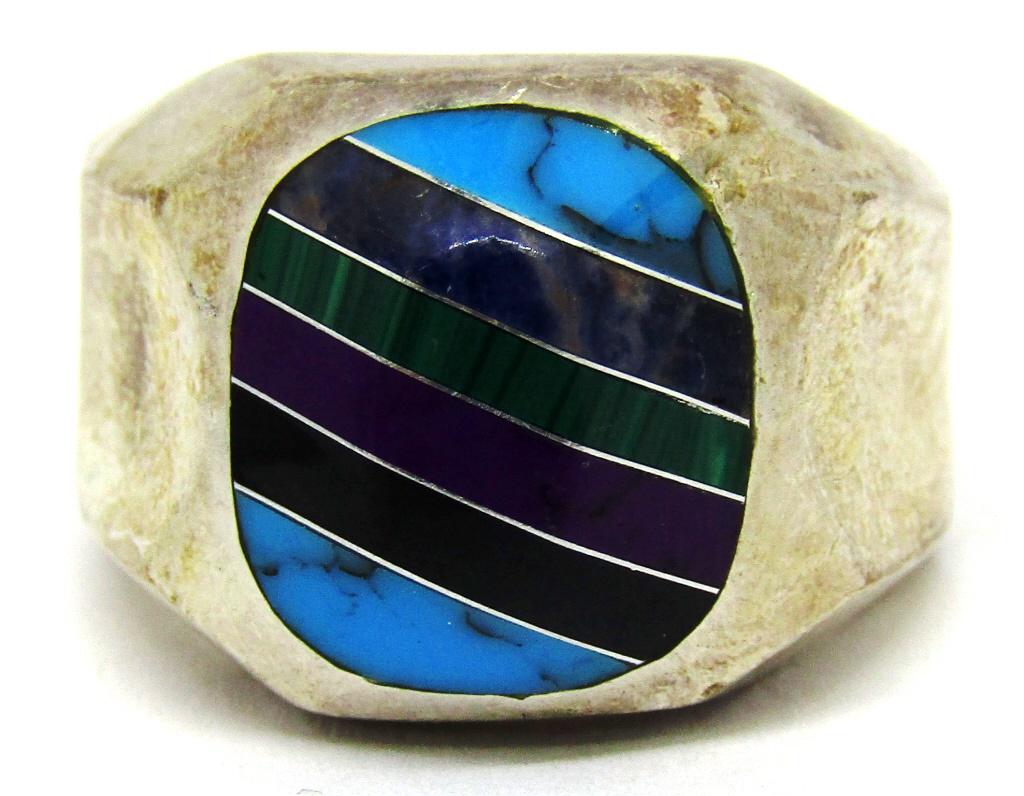 MEXICO STERLING MEN'S RING WITH STONE INLAY (1 of 4)