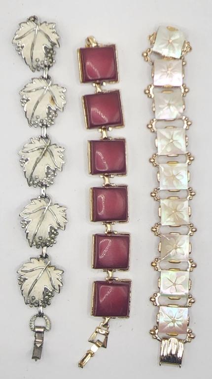 3-VINTAGE PANEL BRACELETS: (1)WITH MAROON (1 of 3)
