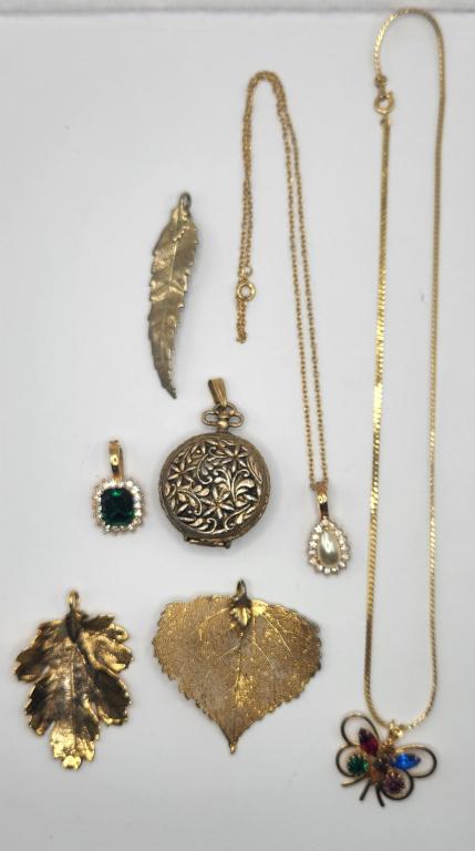 7-VTG GOLD TONED FASHION PENDANTS WITH (2) (1 of 7)