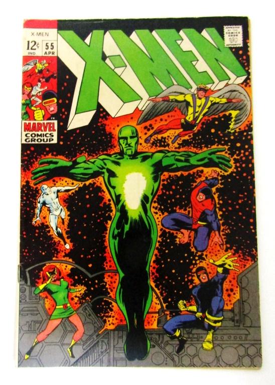 1969 MARVEL X-MEN #55 THE LIVING PHAROAH: VERY NICE OVERALL CONDITION - NO MAJOR CREASE ONLY LIGHT BIND WEAR- INTACT & COMPLETE
