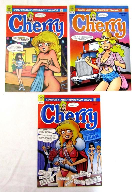 (3) "CHERRY" ADULT THEME COMIC LOT: #7, #9, #10