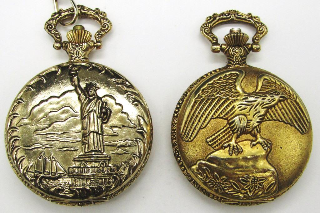 (2) QUARTZ POCKET WATCHES - EAGLE CASE & (1 of 7)