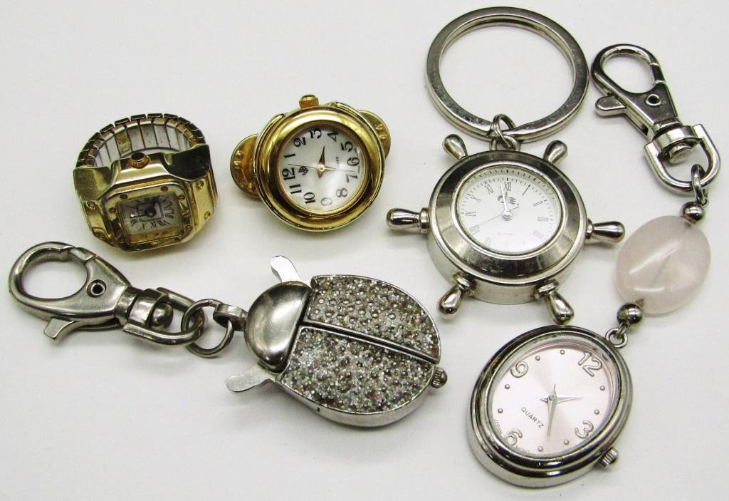 NOVELTY WATCH LOT - KEYCHAIN, RING, PIN: UNTESTED LOT
