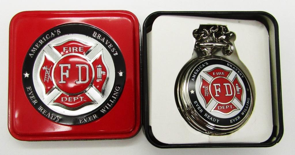 FIRE DEPT POCKET WATCH NEW IN BOX! (1 of 4)