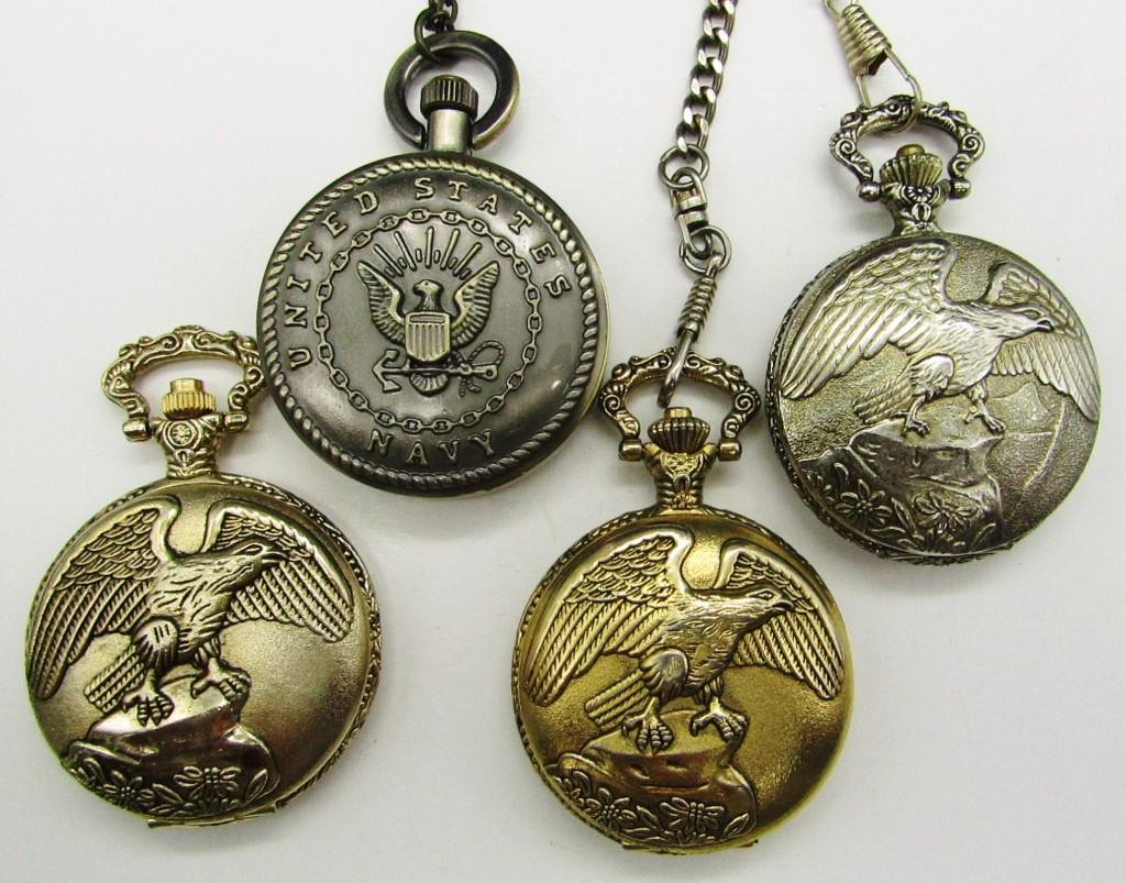 (4) QUARTZ POCKET WATCHES (2) MARINES (1 of 6)