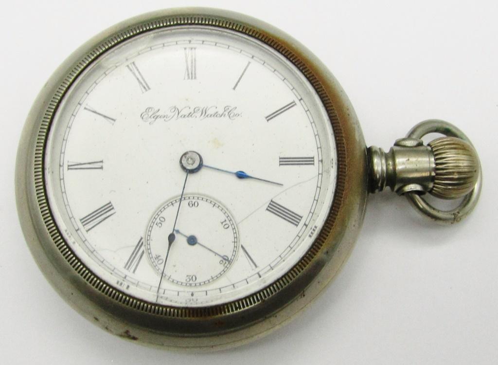 ELGIN NATL WATCH CO LEVER SET POCKET WATCH: UNABLE TO OPEN BACK for SERIAL # - HAS LEVER - NOT RUNNING