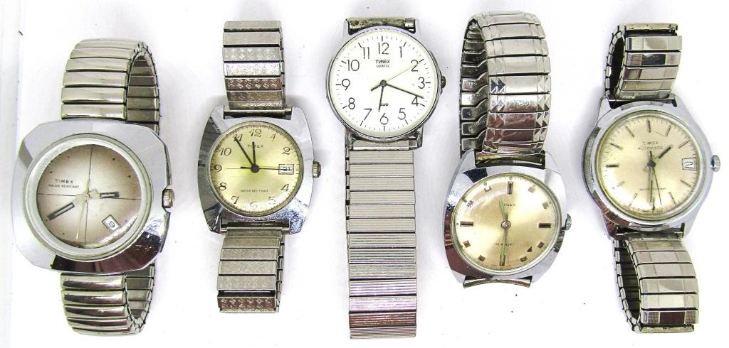 (5) TIMEX MENS VINTAGE WATCHES: UNTESTED AS TO WORKING CONDITION