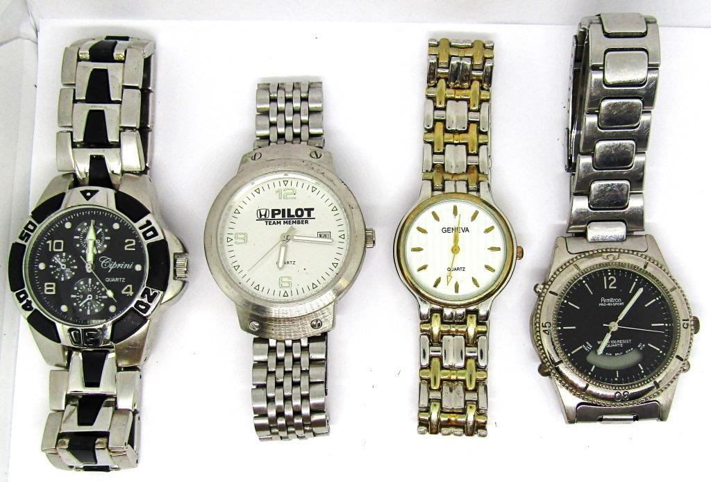 (4) MENS WRIST WATCHES - CIPRINI, ARMITRON,: PILOT TEAM MEMBER, GENEVA - ALL NICE PRE OWNED CONDITION - ALL NEED NEW BATTERIES