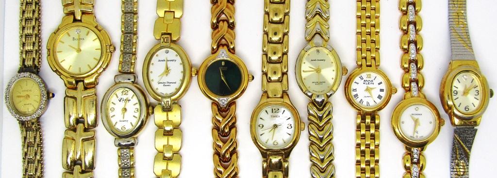 (10) LADIES DRESS WATCHES - BULOVA, TIMEX,: GENEVE, SARAH COVENTRY, ANNE KLIEN, BUCHERER,VICTORIA LANE & MORE - UNTESTED AS TO WORKING CONDITION - NICE PRE OWNED CONDITION