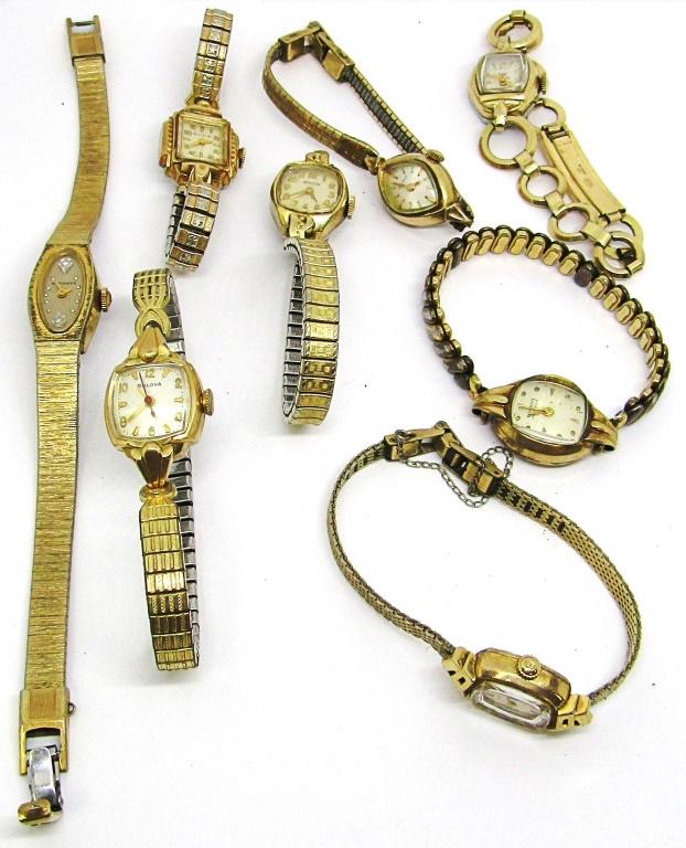 (8) LADIES VINTAGE WRIST WATCHES: WITTNAUER, BULOVA, GOTHAM, BENRUS, WALTHAM - UNTESTED AS TO WORKING CONDITION