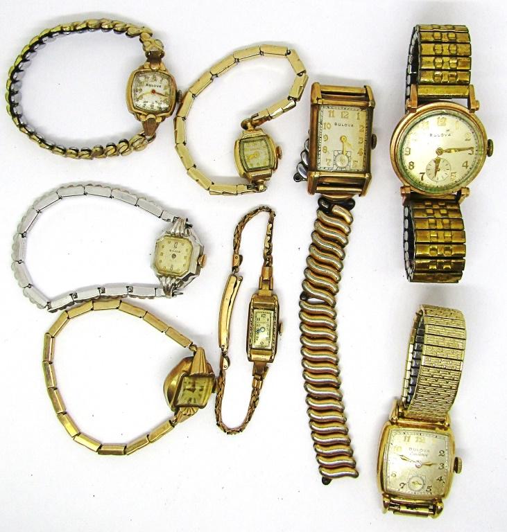 (8) VTG BULOVA WATCH LOT - REPAIR / PARTS: UNTESTED LOT - MECHANICAL LOT