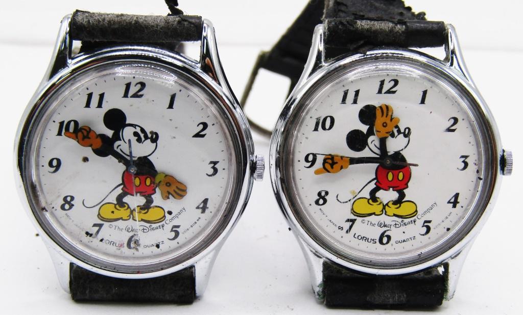 2-VINTAGE LORUS DISNEY MICKEY MOUSE: WRISTWATCHES-UNTESTED