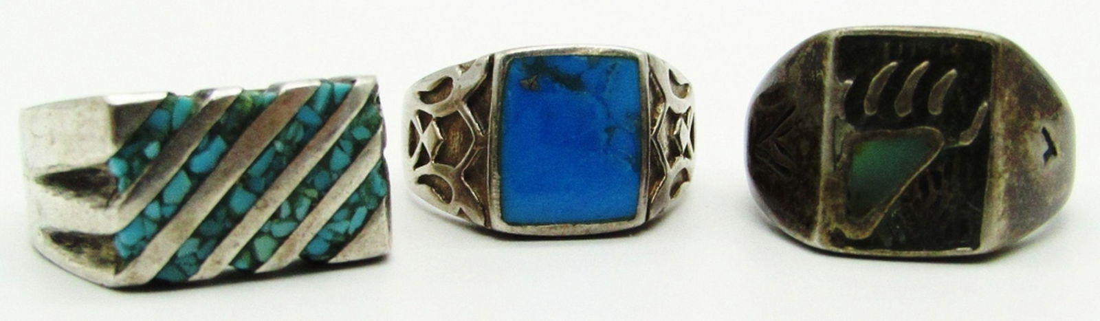 (3) STERLING MENS RINGS - BEAR CLAW plus (1 of 7)