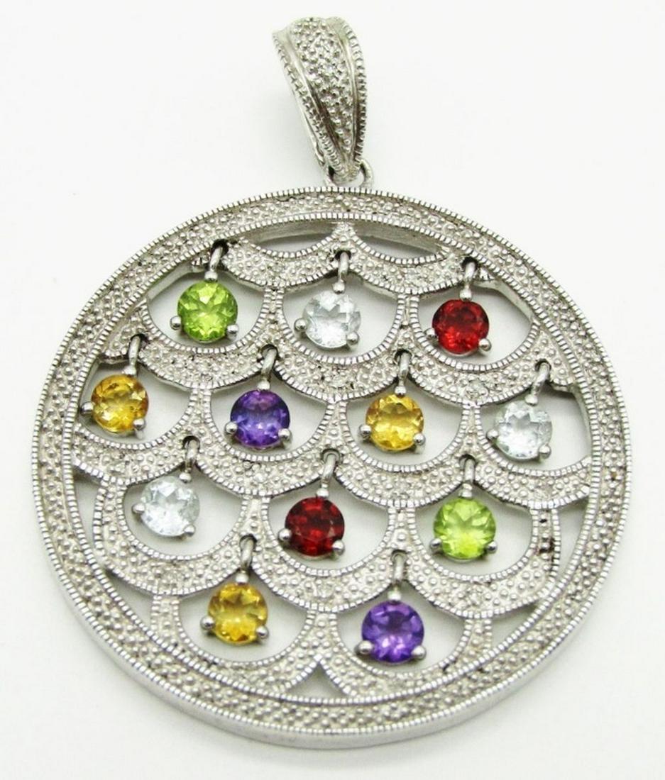 MULTI-COLORED GEM STONE STERLING PENDANT (1 of 4)