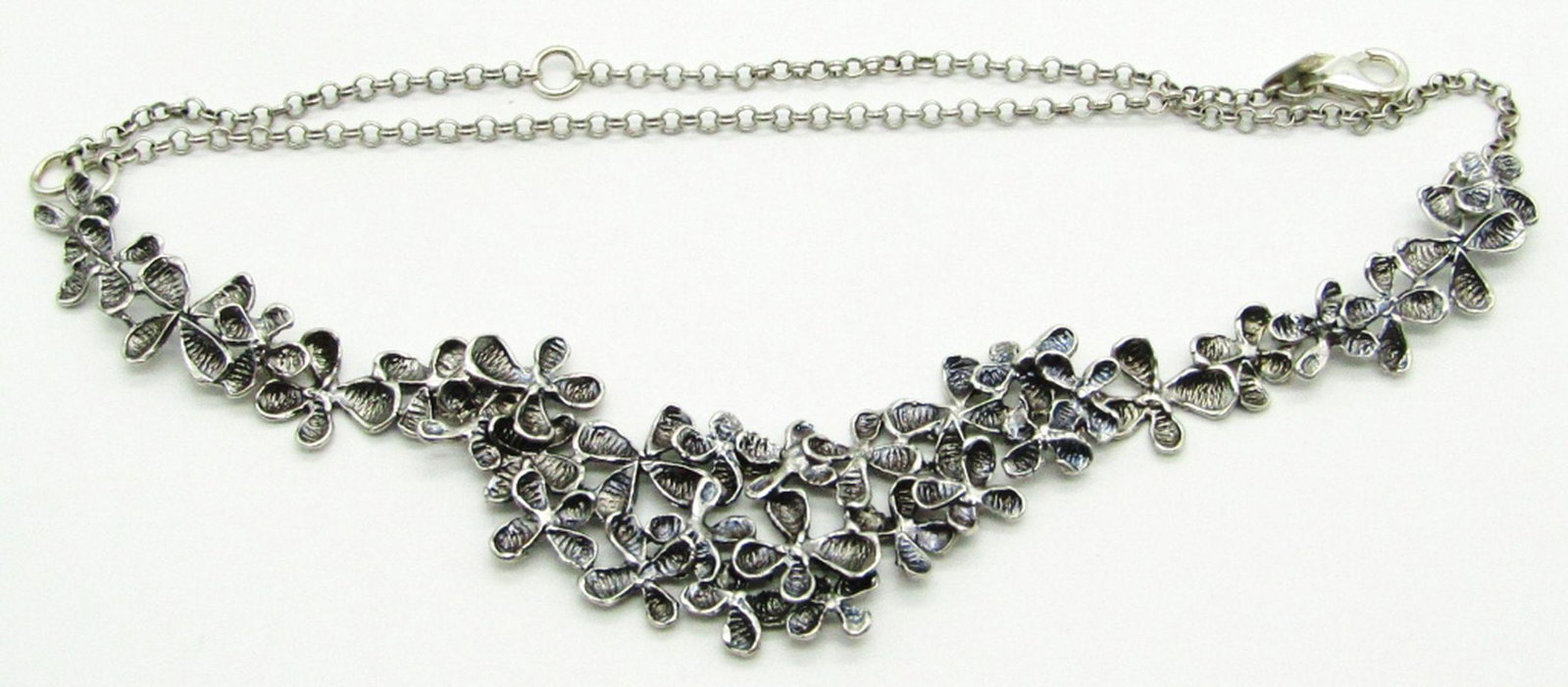 PZ 925 ISRAEL NECKLACE w/FLOWER DESIGN: 18" LONG - VERY UNIQUE FLOWER DESIGN - 10 dwt
