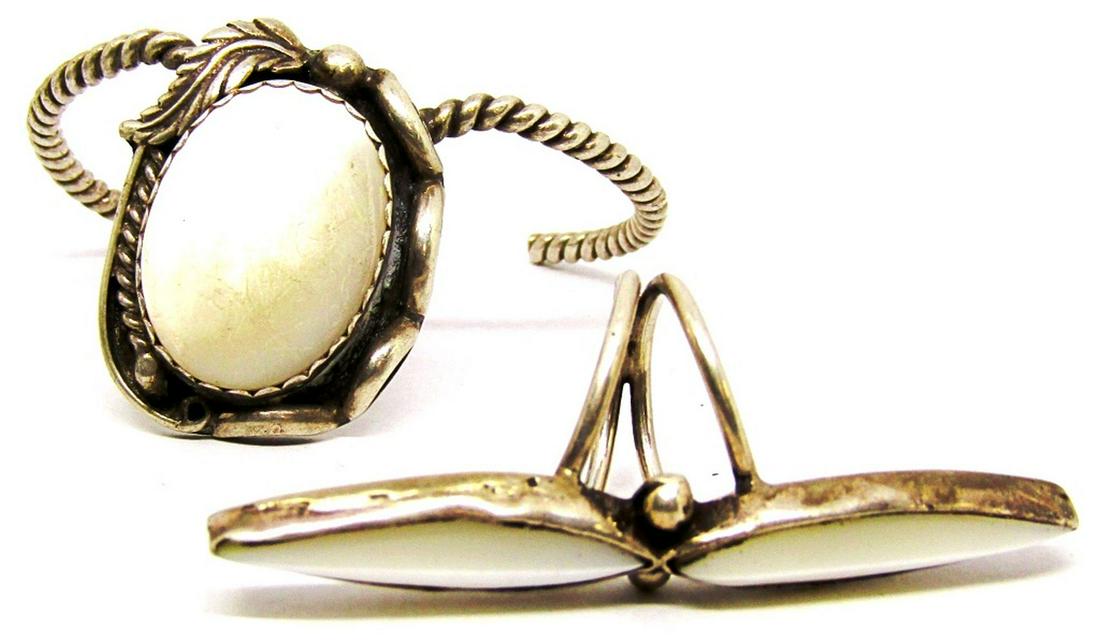 MOTHER of PEAR RING & BRACELET STERLING SET (1 of 4)
