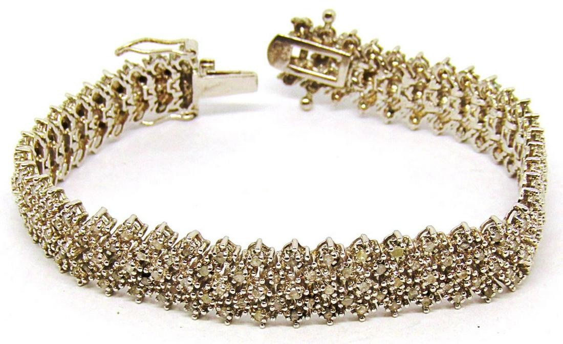 7" STERLING TENNIS BRACELET mkd CW 925: NICE CONDITION - LOTS OF SPARKLE -16 wt