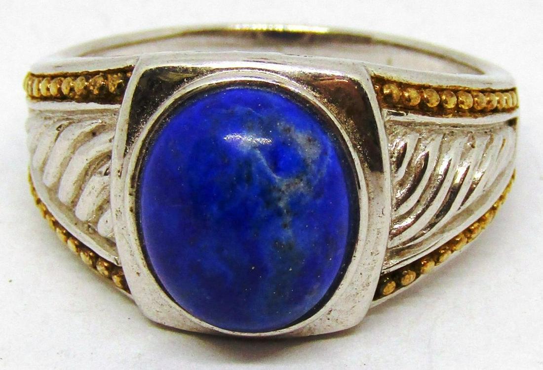 SIZE 12 STERLING MENS RING w/BLUE STONE (1 of 5)
