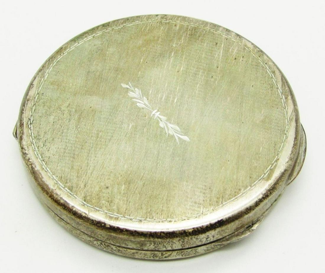 VINTAGE 800 SILVER COMPACT CASE WITH POWDER: PUFF-TOTAL 34 DWT