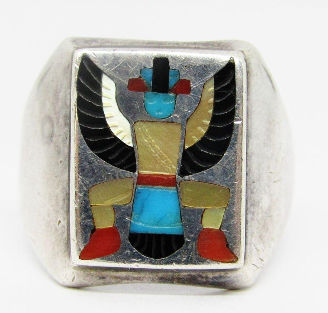 HRC ZUNI MEN'S STERLING RING WITH INLAY (1 of 5)