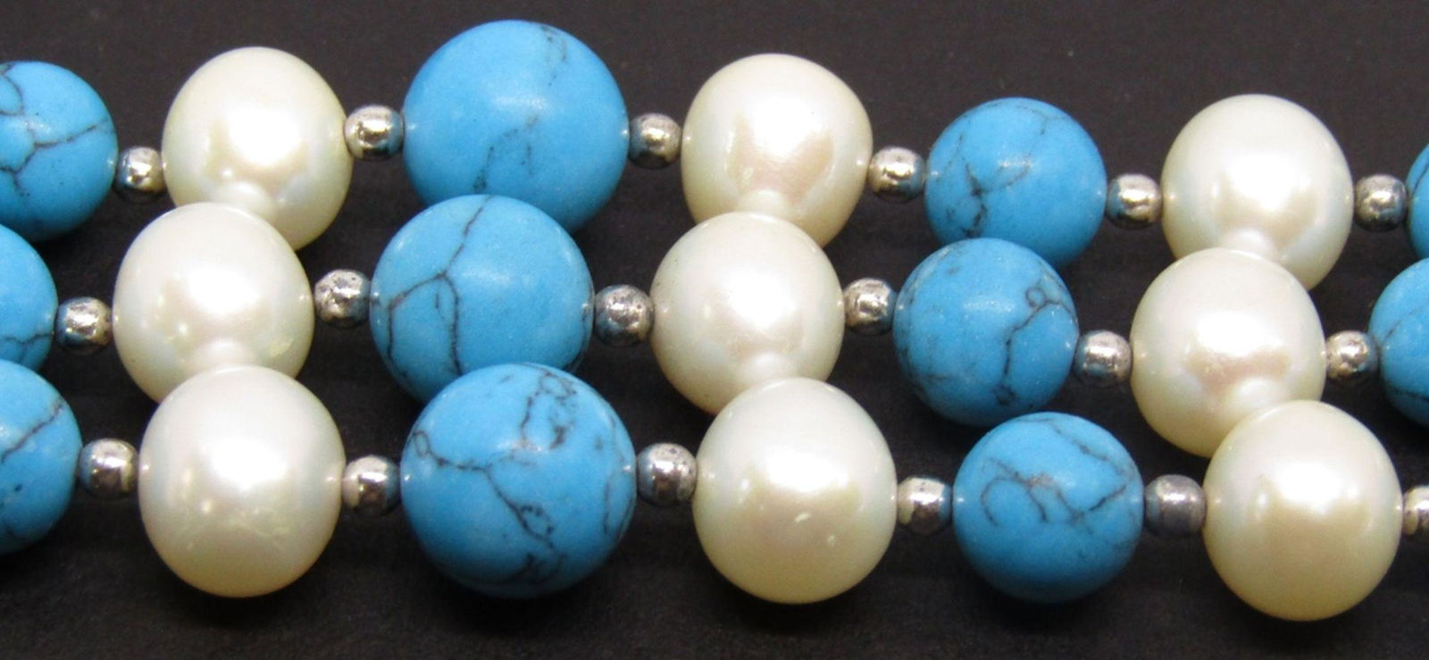 VINTAGE STERLING MULTI STRANDED PEARL AND (1 of 4)