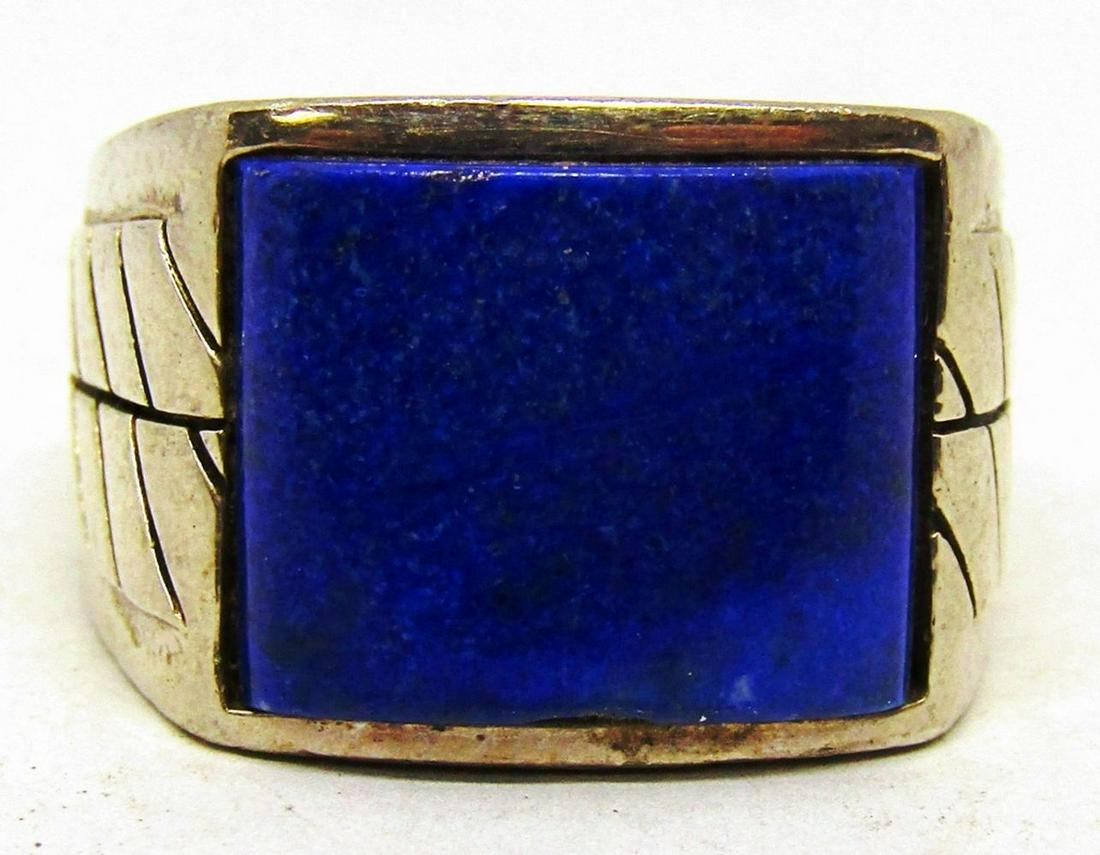 T & C Co. MEN'S STERLING BLUE LAPIS RING (1 of 5)