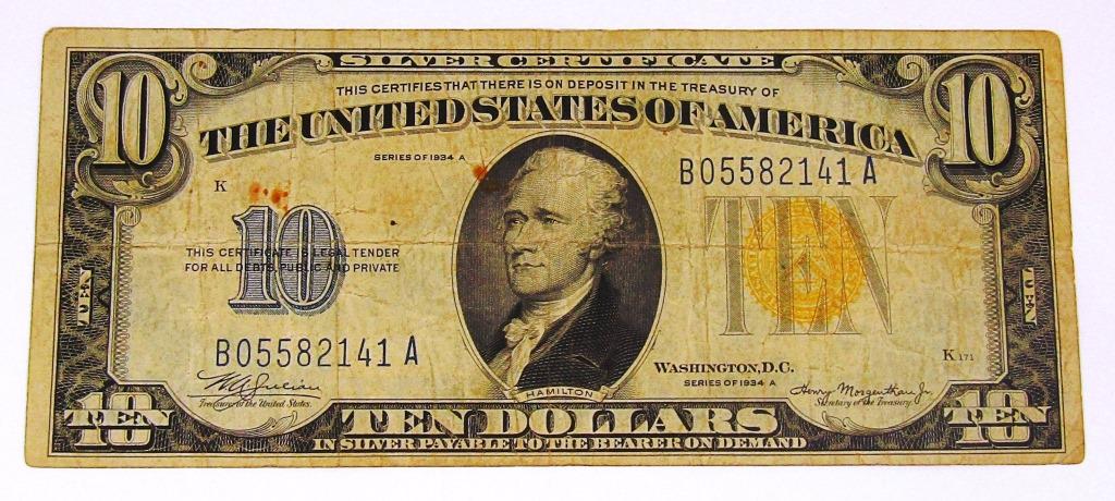 1934A $10 "NORTH AFRICA" SILVER CERTIFICATE (1 of 2)