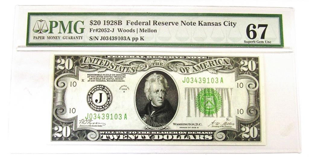 1928B $20 FEDERAL RESERVE NOTE PMG 67 (1 of 2)
