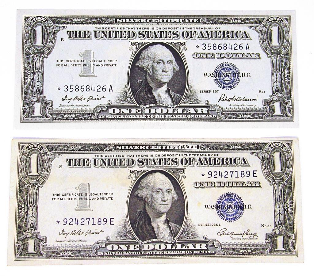 (2) AU/CU "STAR NOTE" $1 SILVER CERTS (1 of 2)