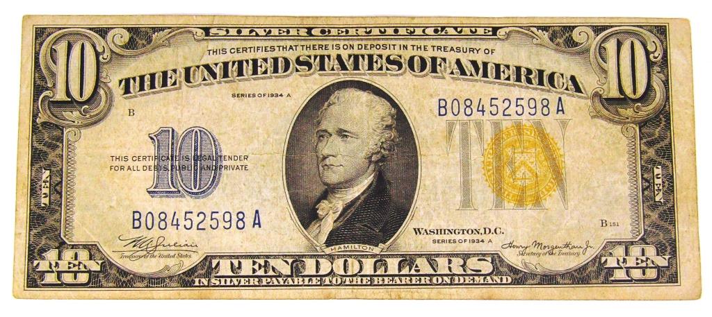 1934A $10 "NORTH AFRICA" SILVER CERTIFICATE (1 of 2)