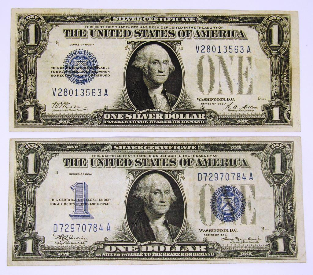 (2) "FUNNY BACK" SILVER CERTIFICATES (1 of 2)