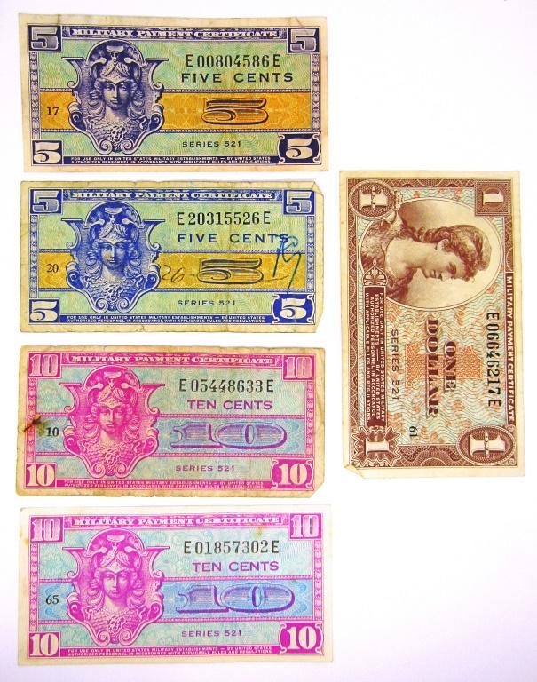 (5) MILITARY PAYMENT NOTES / CURRENCY (1 of 2)
