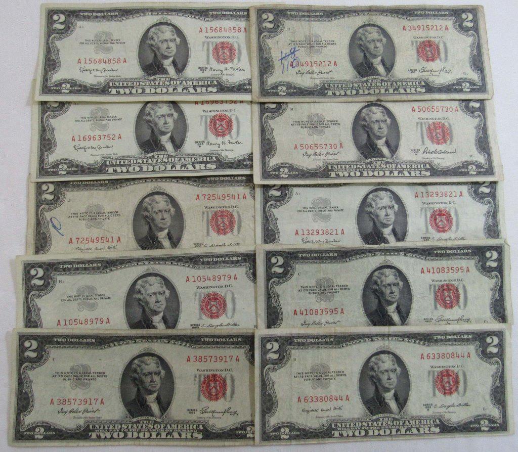 (10) $2 RED SEAL UNITED STATES NOTE (1 of 2)