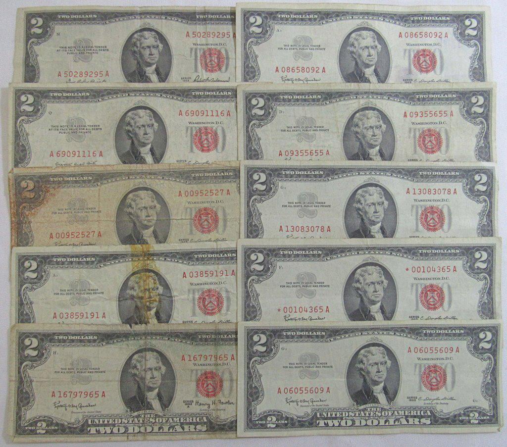 (10) $2 RED SEAL UNITED STATES NOTE (1 of 2)