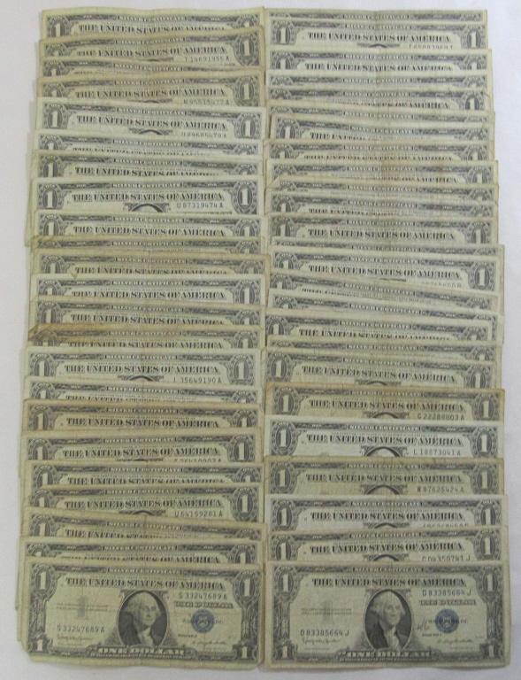 (50) $1 SILVER CERTIFICATES - U.S. CURRENCY (1 of 2)