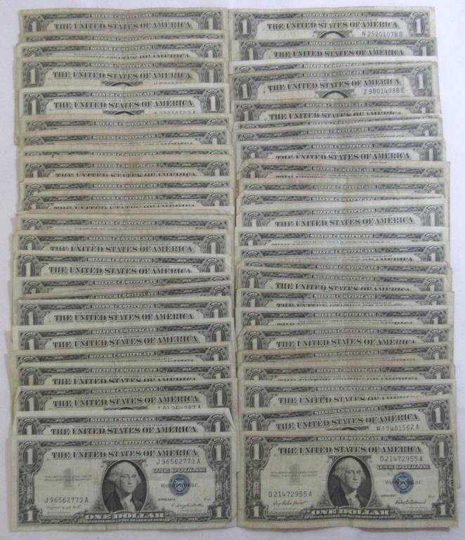 (50) $1 SILVER CERTIFICATES - U.S. CURRENCY (1 of 2)