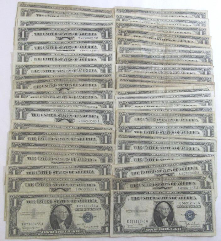 (50) $1 SILVER CERTIFICATES - U.S. CURRENCY (1 of 2)