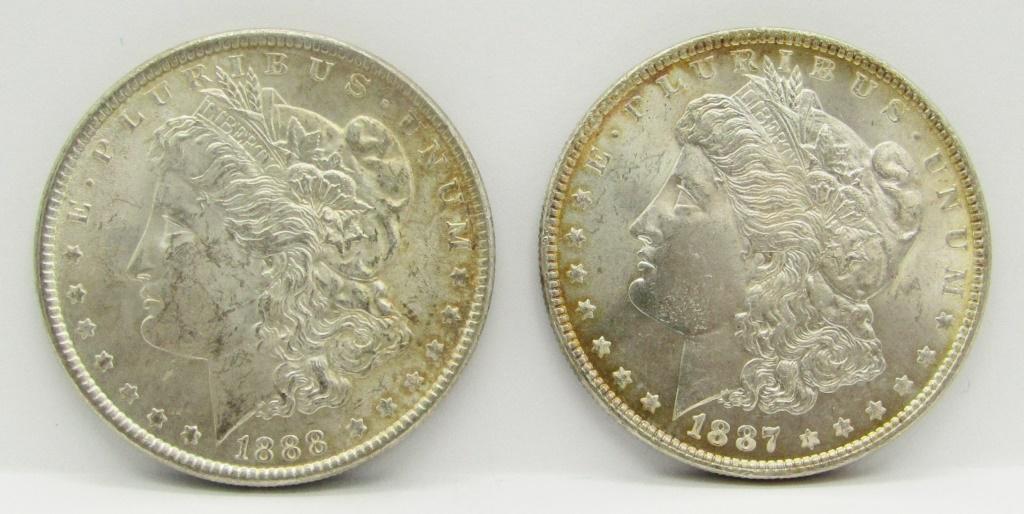 1887 & 1888 MORGAN SILVER DOLLARS (1 of 2)