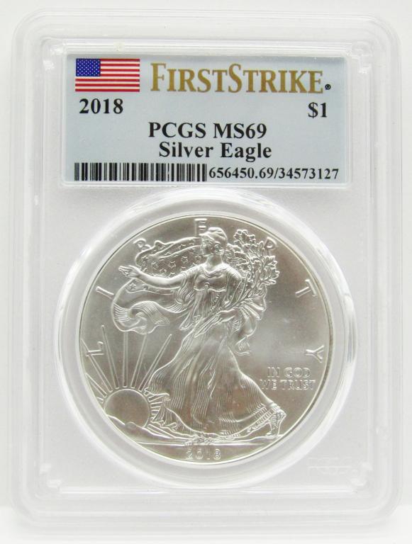 2018 AMERICAN SILVER EAGLE PCGS MS69 (1 of 5)