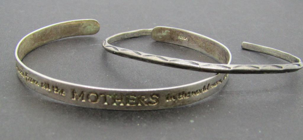 2-STERLING CUFF BRACELETS (1)MOTHER ENGRAVED (1 of 2)