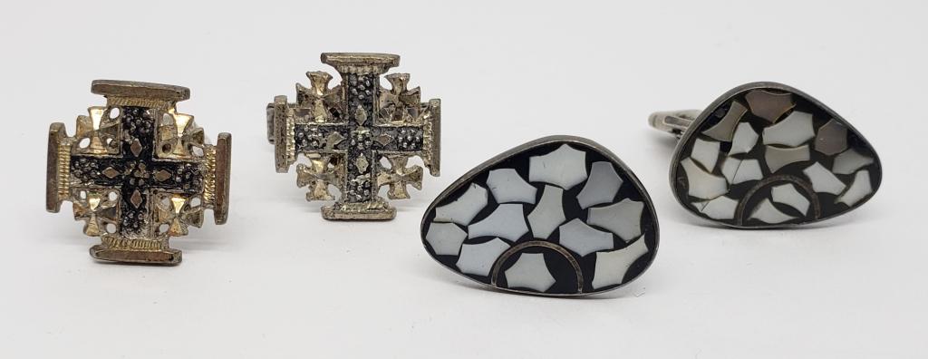 2-PAIRS OF VTG MEN'S CUFF LINKS (1)WITH MOTHER (1 of 3)