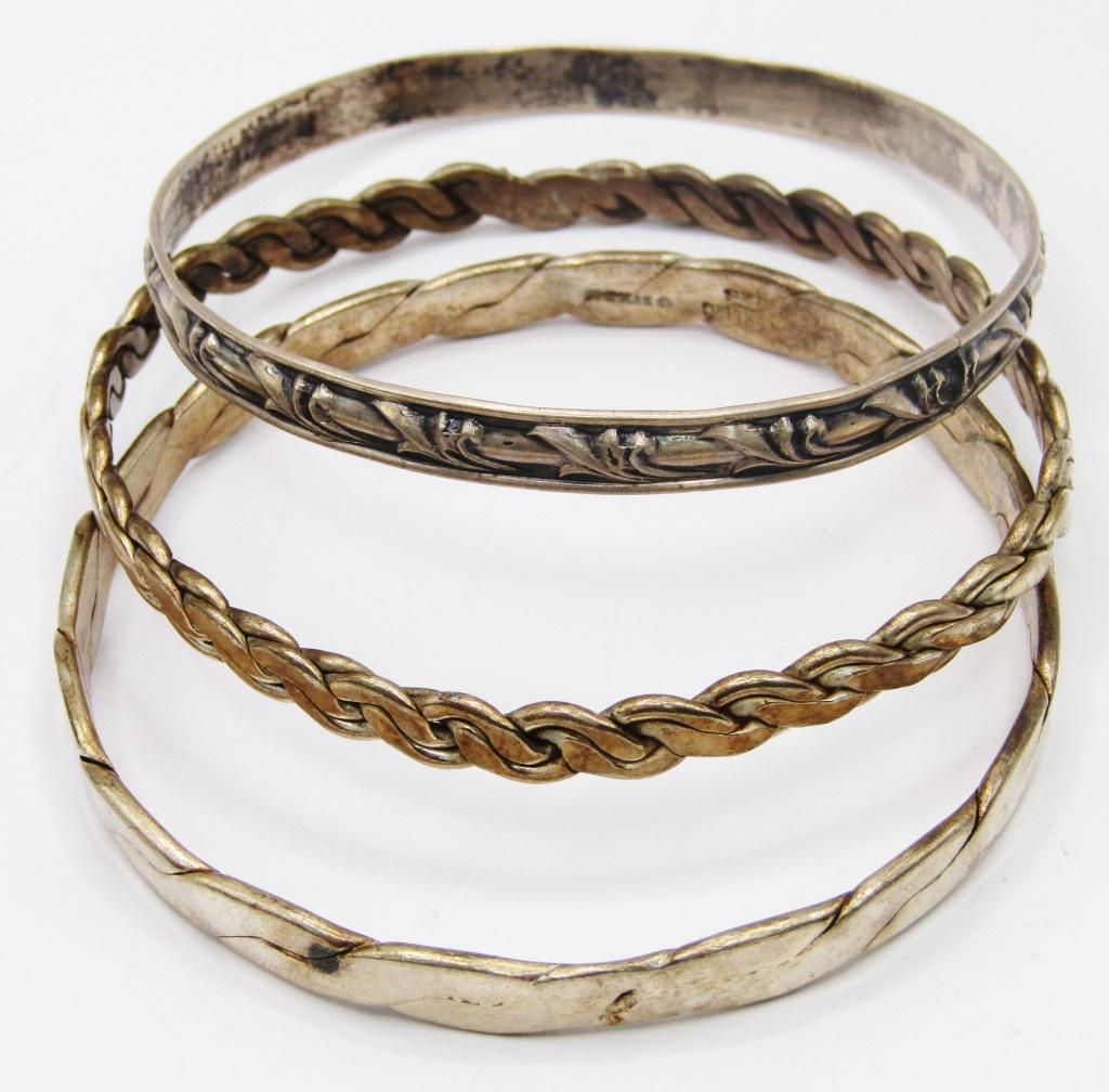 (3) STERLING BANGLE BRACELETS - VINTAGE (1 of 3)
