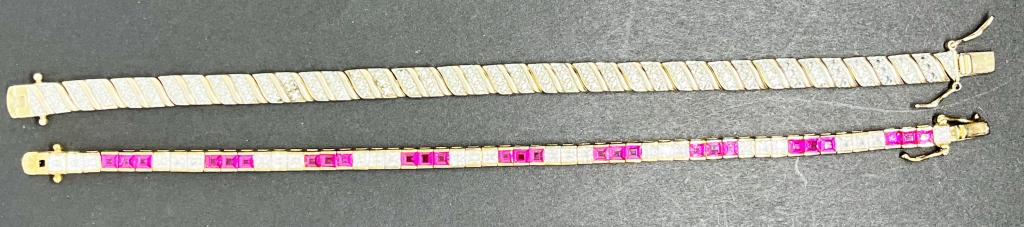 (2) STERLING TENNIS BRACELETS GOLD TONED (1 of 8)
