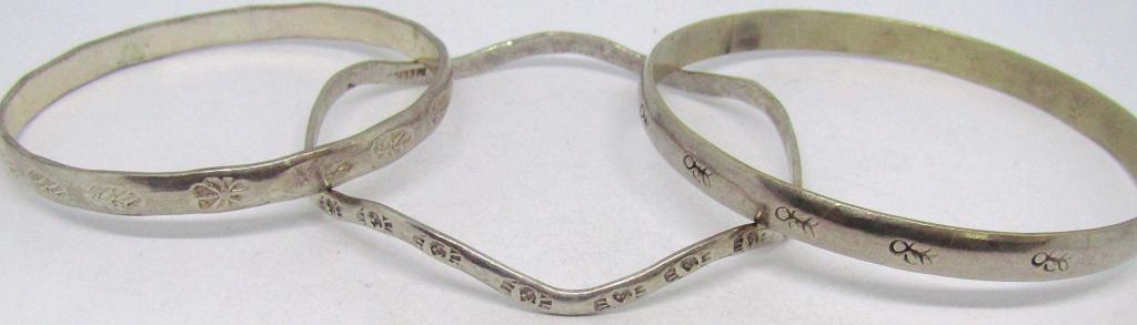 3-MEXICO STERLING BANGLES WITH ENGRAVED (1 of 4)