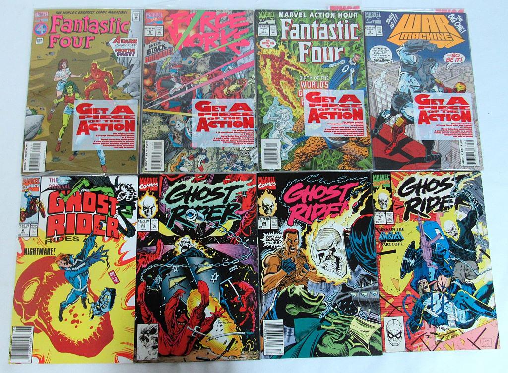 (8) MARVEL COMICS; (4) GET A PIECE of the ACTION: with INSERTS plus (4) GHOST RIDER