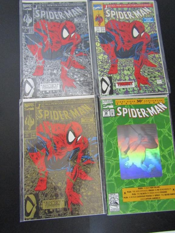 (4) Spider-Man Collector Gold, Silver, Wrapped &: Giant Sized 30th Anniversary Issue #26; Marvel Comics.