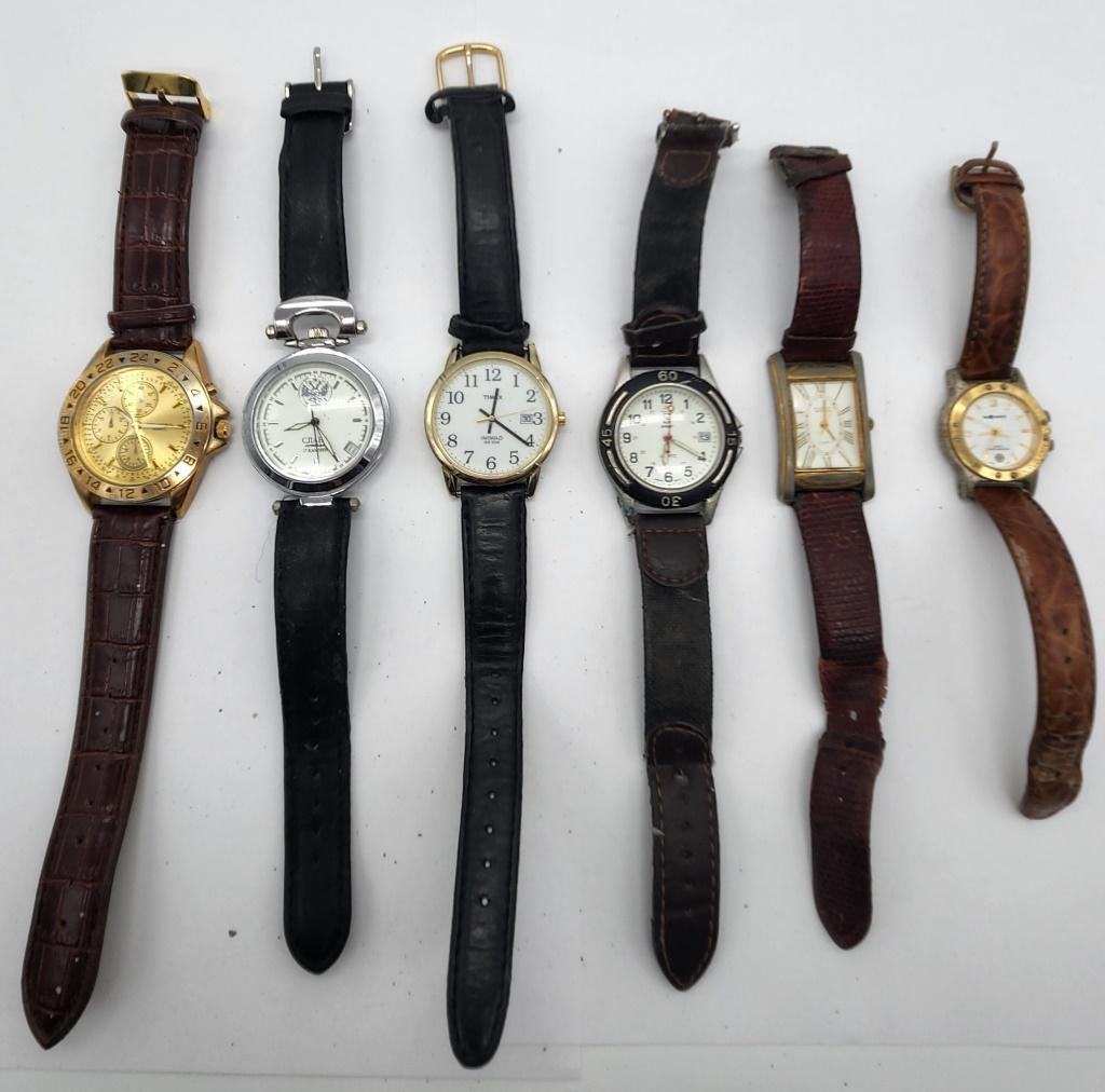6-MEN'S FASHION WRISTWATCHES WITH LEATHER (1 of 13)